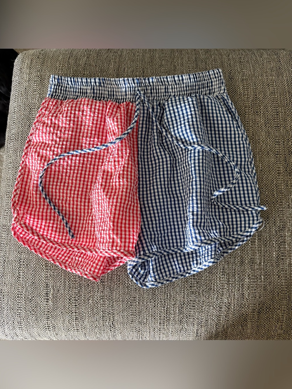 Jade by Jane Red & Blue Gingham Colorblock Seersucker Shorts Size S